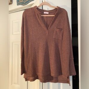 Pink Lily Mauve Waffle Knit Top